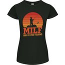 MILF Fishing Funny Fisherman Father's Day Womens Petite Cut T-Shirt Black