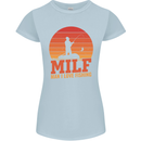 MILF Fishing Funny Fisherman Father's Day Womens Petite Cut T-Shirt Light Blue