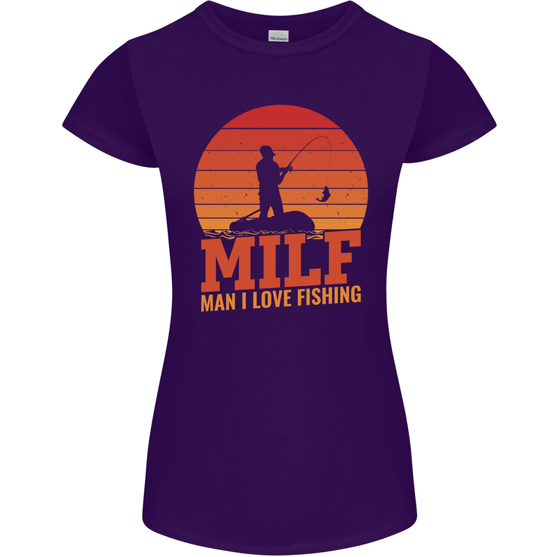 MILF Fishing Funny Fisherman Father's Day Womens Petite Cut T-Shirt Purple