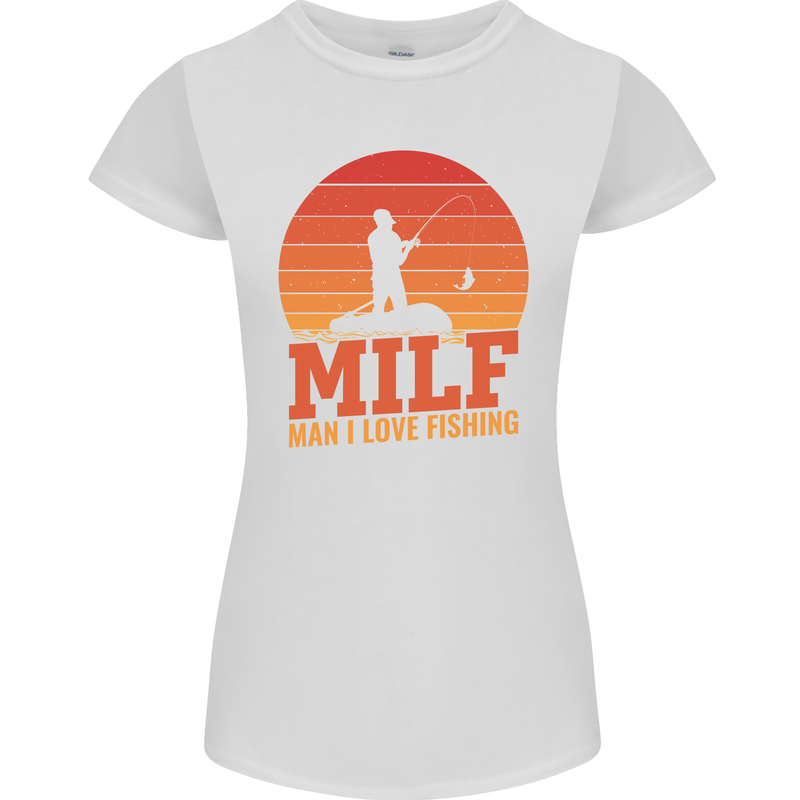 MILF Fishing Funny Fisherman Father's Day Womens Petite Cut T-Shirt White