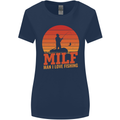 MILF Fishing Funny Fisherman Father's Day Womens Wider Cut T-Shirt Navy Blue