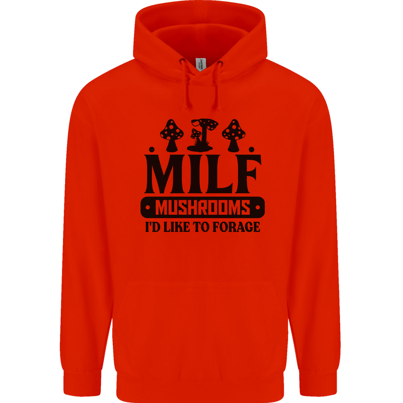 MILF Mushrooms I Like To Forage Childrens Kids Hoodie Bright Red