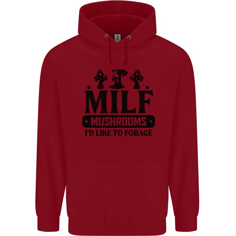 MILF Mushrooms I Like To Forage Childrens Kids Hoodie Red