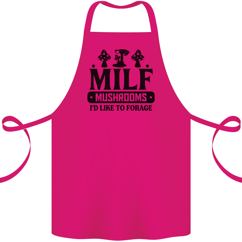 MILF Mushrooms I Like To Forage Cotton Apron 100% Organic Pink