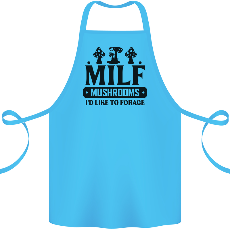 MILF Mushrooms I Like To Forage Cotton Apron 100% Organic Turquoise