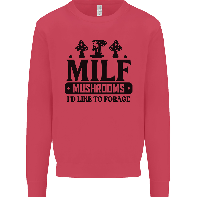 MILF Mushrooms I Like To Forage Kids Sweatshirt Jumper Heliconia