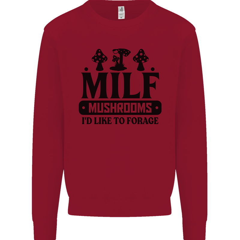 MILF Mushrooms I Like To Forage Kids Sweatshirt Jumper Red