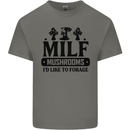 MILF Mushrooms I Like To Forage Mens Cotton T-Shirt Tee Top Charcoal