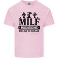 MILF Mushrooms I Like To Forage Mens Cotton T-Shirt Tee Top Light Pink