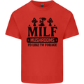 MILF Mushrooms I Like To Forage Mens Cotton T-Shirt Tee Top Red