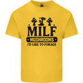 MILF Mushrooms I Like To Forage Mens Cotton T-Shirt Tee Top Yellow