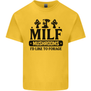 MILF Mushrooms I Like To Forage Mens Cotton T-Shirt Tee Top Yellow