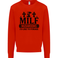 MILF Mushrooms I Like To Forage Mens Sweatshirt Jumper Bright Red