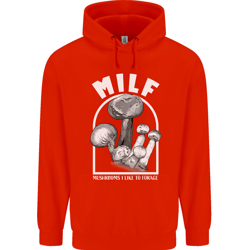 MILF Mushrooms I Like to Forage Childrens Kids Hoodie Bright Red