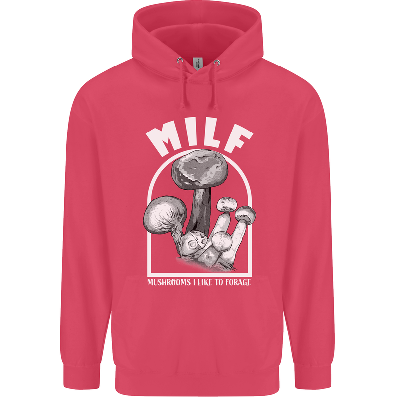 MILF Mushrooms I Like to Forage Childrens Kids Hoodie Heliconia