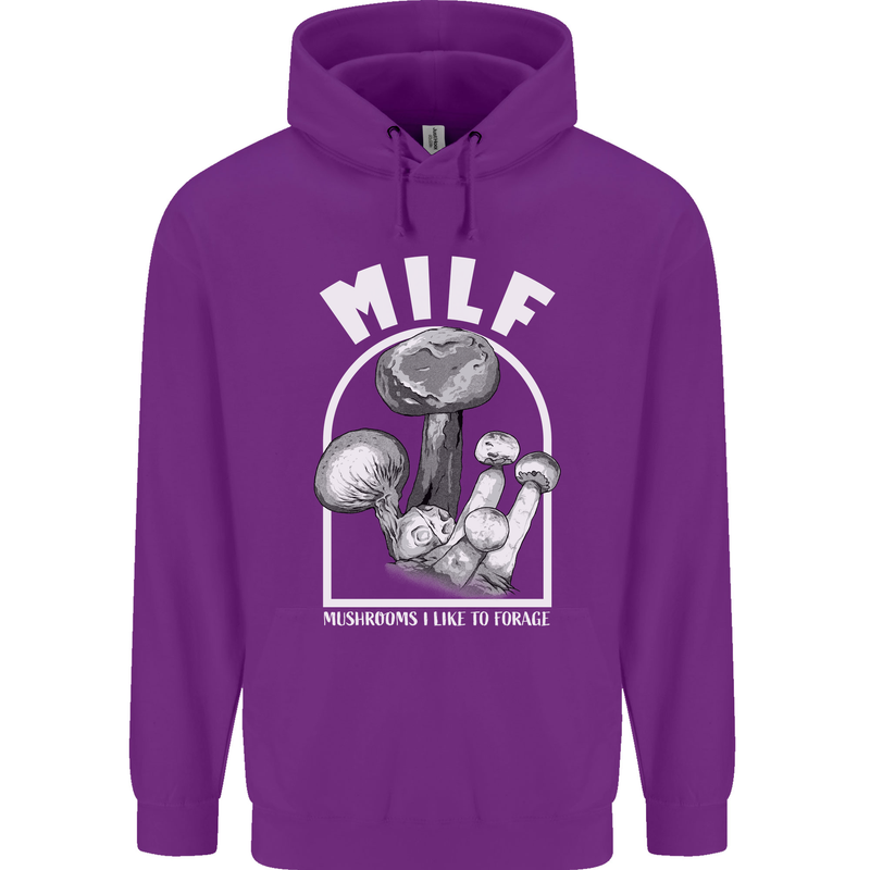 MILF Mushrooms I Like to Forage Childrens Kids Hoodie Purple