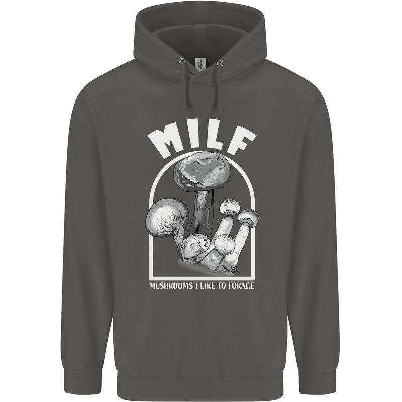 MILF Mushrooms I Like to Forage Childrens Kids Hoodie Storm Grey