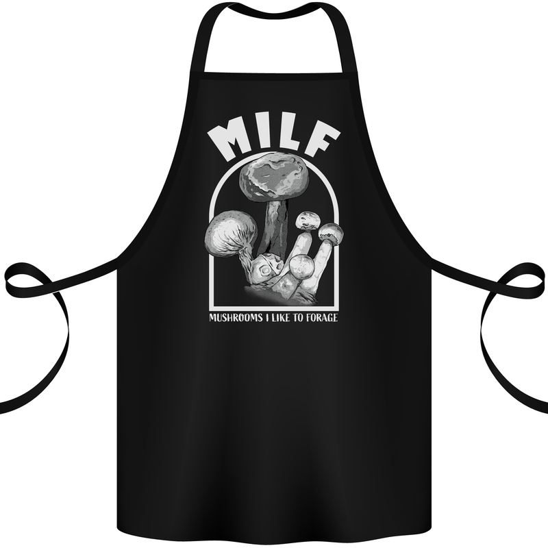 MILF Mushrooms I Like to Forage Cotton Apron 100% Organic Black