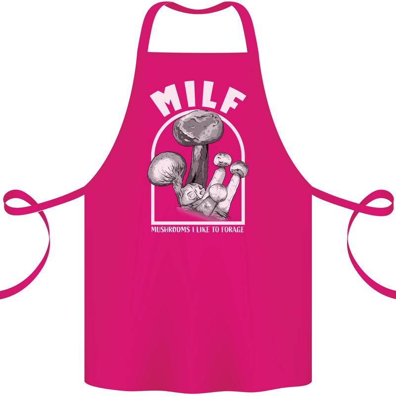 MILF Mushrooms I Like to Forage Cotton Apron 100% Organic Pink