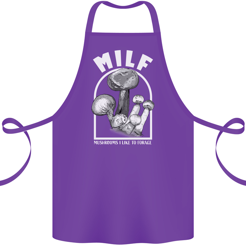 MILF Mushrooms I Like to Forage Cotton Apron 100% Organic Purple