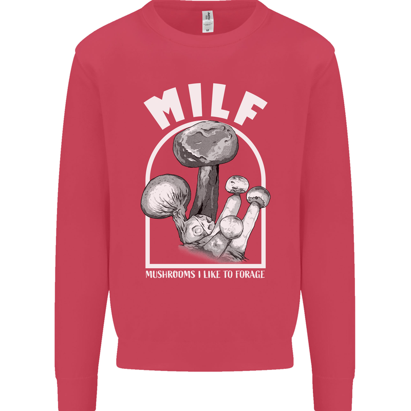 MILF Mushrooms I Like to Forage Kids Sweatshirt Jumper Heliconia