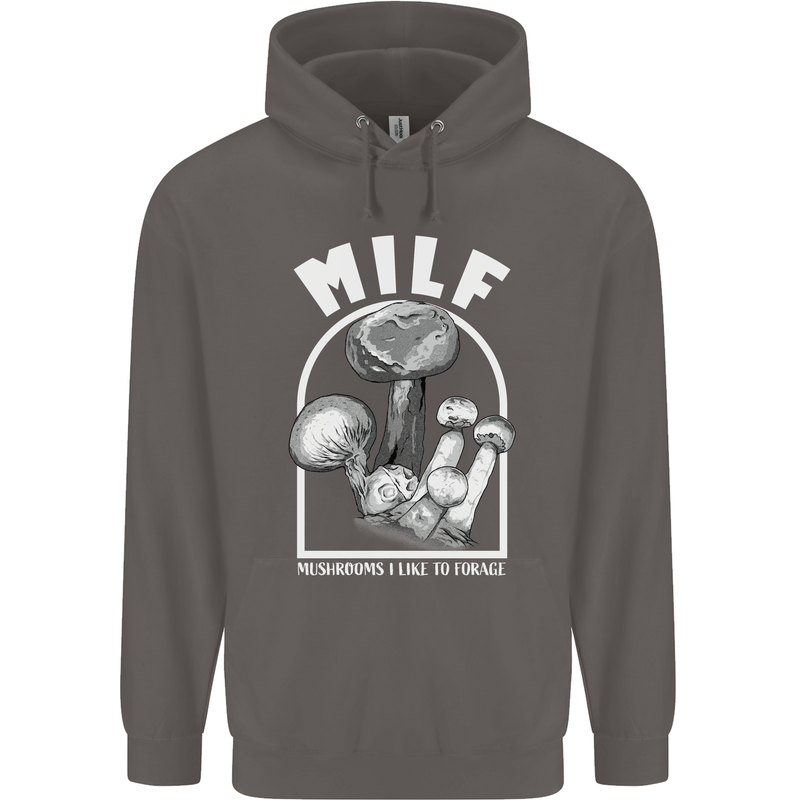 MILF Mushrooms I Like to Forage Mens 80% Cotton Hoodie Charcoal