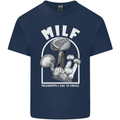 MILF Mushrooms I Like to Forage Mens Cotton T-Shirt Tee Top Navy Blue