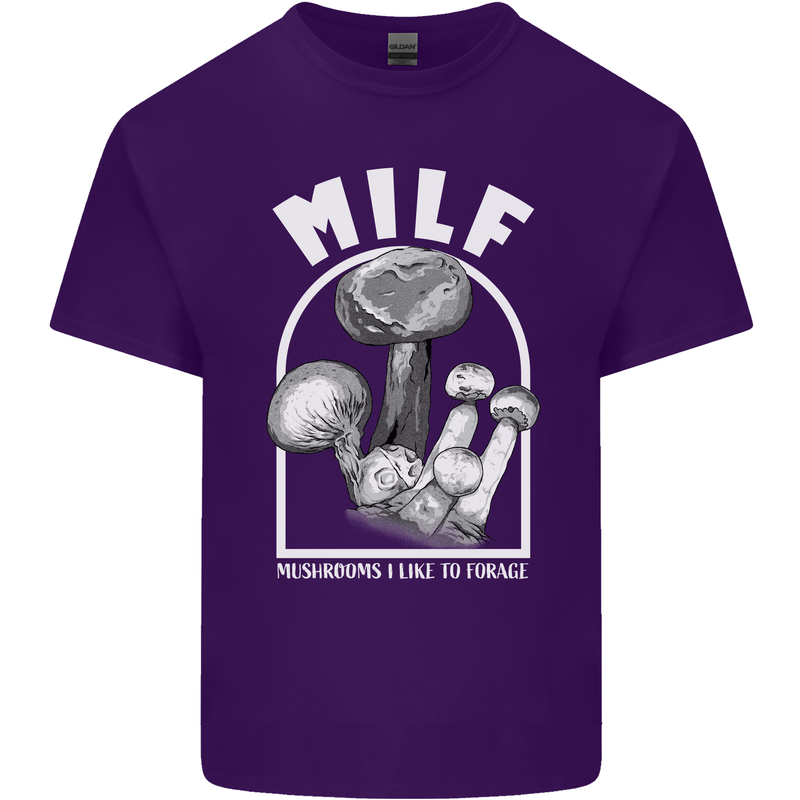 MILF Mushrooms I Like to Forage Mens Cotton T-Shirt Tee Top Purple