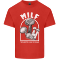 MILF Mushrooms I Like to Forage Mens Cotton T-Shirt Tee Top Red