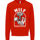 MILF Mushrooms I Like to Forage Mens Sweatshirt Jumper Bright Red