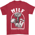 MILF Mushrooms I Like to Forage Mens T-Shirt 100% Cotton Red