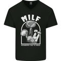 MILF Mushrooms I Like to Forage Mens V-Neck Cotton T-Shirt Black