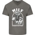 MILF Mushrooms I Like to Forage Mens V-Neck Cotton T-Shirt Charcoal