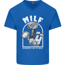 MILF Mushrooms I Like to Forage Mens V-Neck Cotton T-Shirt Royal Blue