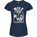 MILF Mushrooms I Like to Forage Womens Petite Cut T-Shirt Navy Blue