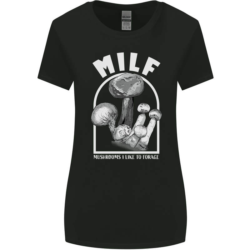 MILF Mushrooms I Like to Forage Womens Wider Cut T-Shirt Black