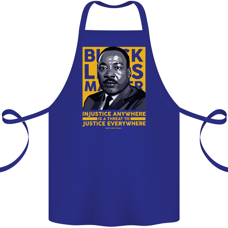 MLK Martin Luther King Black Lives Matter Cotton Apron 100% Organic Royal Blue