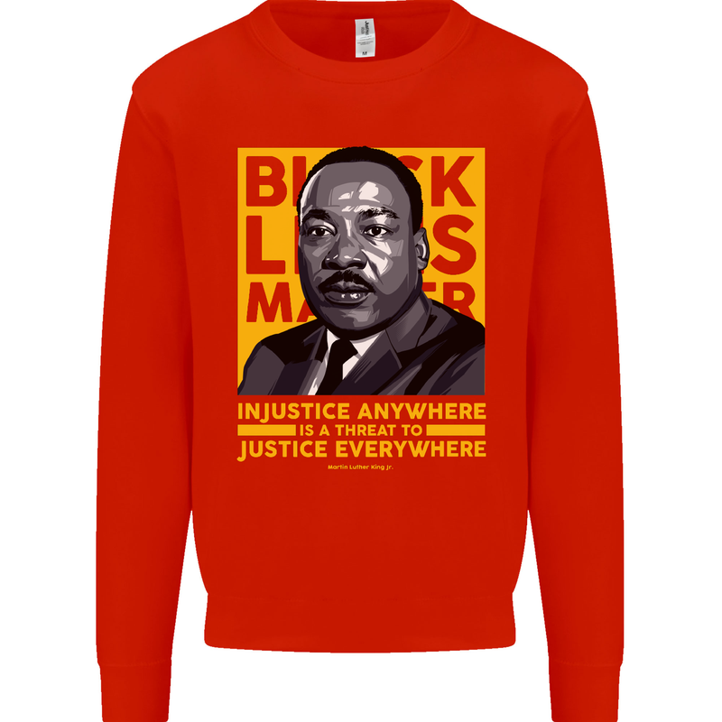 MLK Martin Luther King Black Lives Matter Kids Sweatshirt Jumper Bright Red