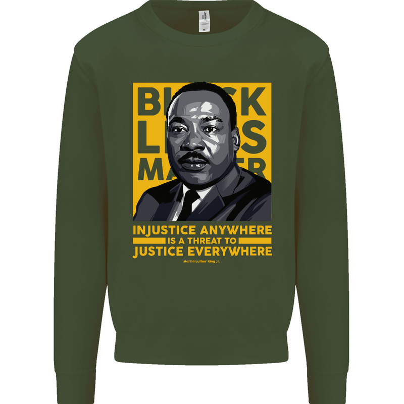 MLK Martin Luther King Black Lives Matter Kids Sweatshirt Jumper Forest Green