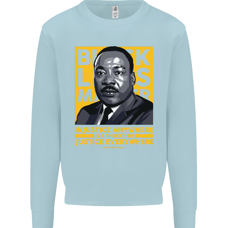 MLK Martin Luther King Black Lives Matter Kids Sweatshirt Jumper Light Blue