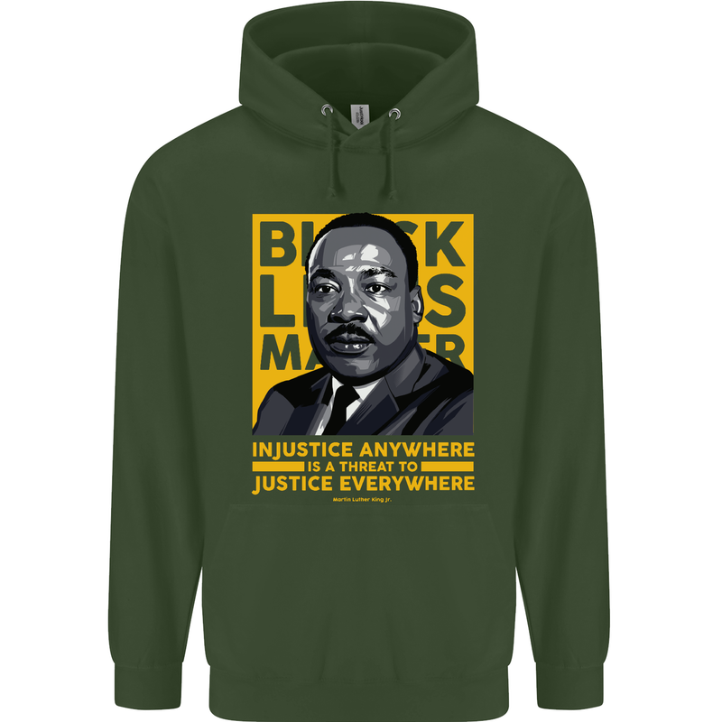 MLK Martin Luther King Black Lives Matter Mens 80% Cotton Hoodie Forest Green