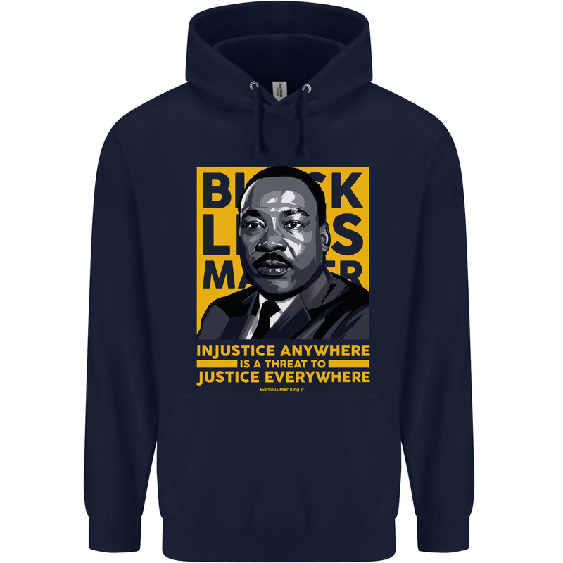 MLK Martin Luther King Black Lives Matter Mens 80% Cotton Hoodie Navy Blue