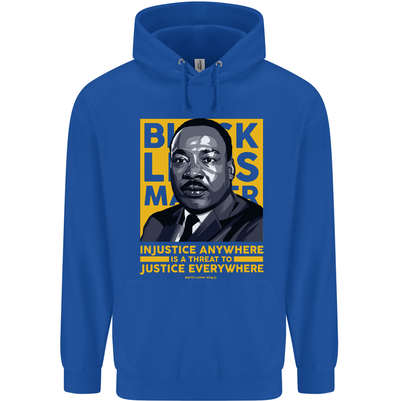 MLK Martin Luther King Black Lives Matter Mens 80% Cotton Hoodie Royal Blue