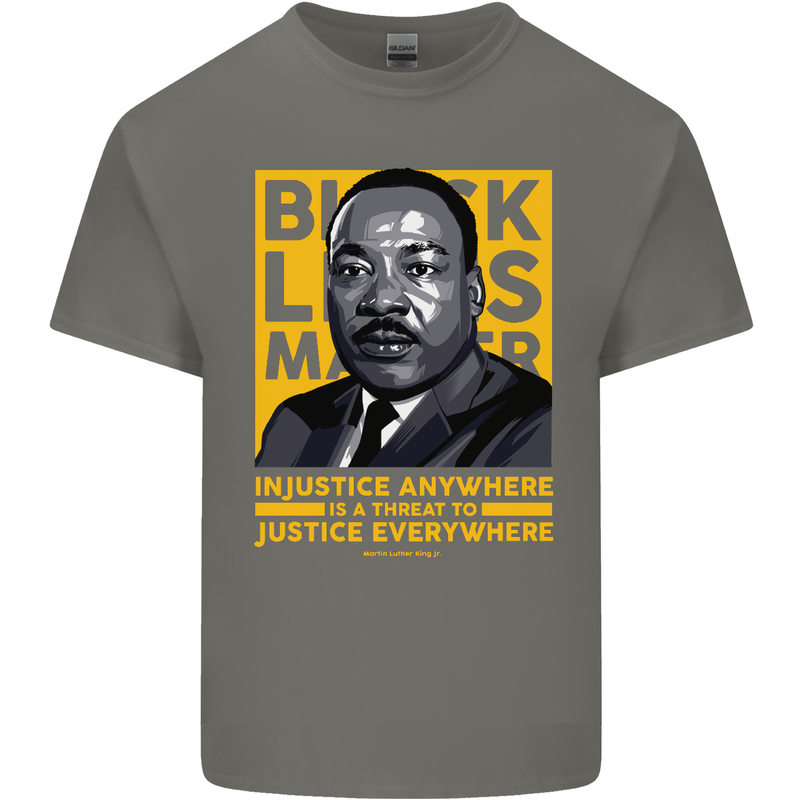 MLK Martin Luther King Black Lives Matter Mens Cotton T-Shirt Tee Top Charcoal