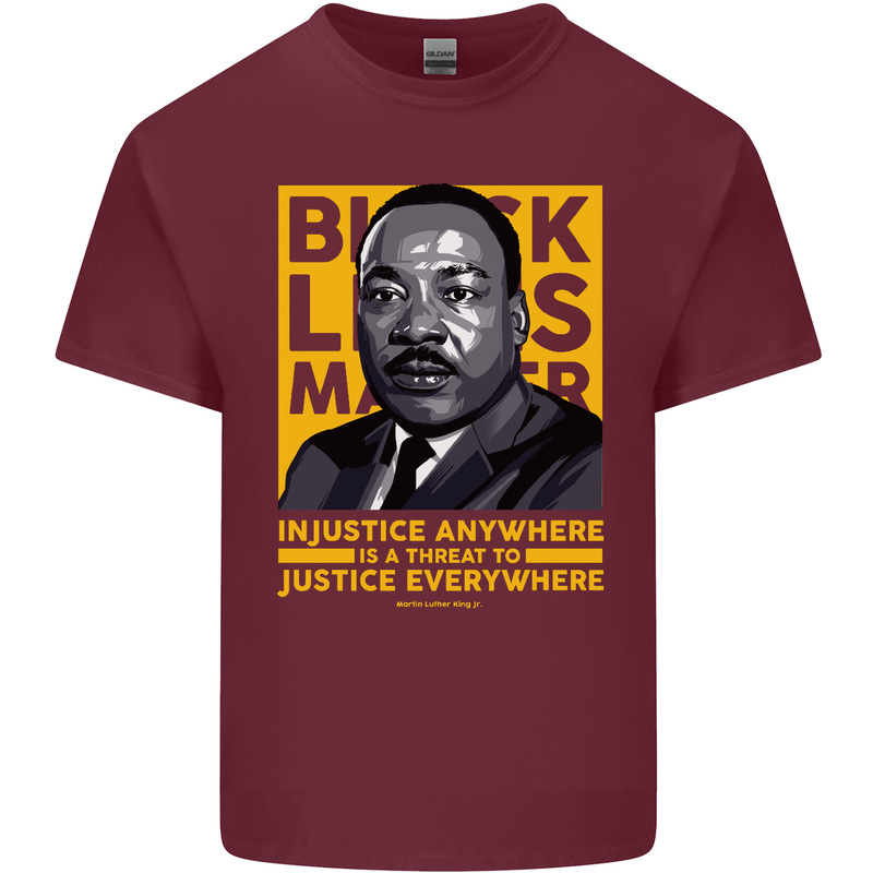 MLK Martin Luther King Black Lives Matter Mens Cotton T-Shirt Tee Top Maroon