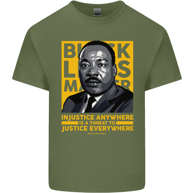 MLK Martin Luther King Black Lives Matter Mens Cotton T-Shirt Tee Top Military Green