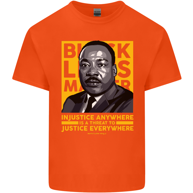 MLK Martin Luther King Black Lives Matter Mens Cotton T-Shirt Tee Top Orange
