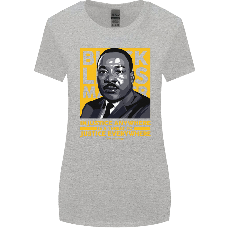 MLK Martin Luther King Black Lives Matter Womens Wider Cut T-Shirt Sports Grey