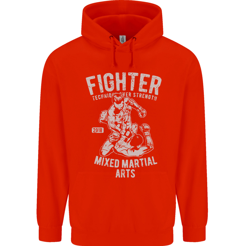 MMA Fighter MMA Mixed Martial Arts Gym Childrens Kids Hoodie Bright Red