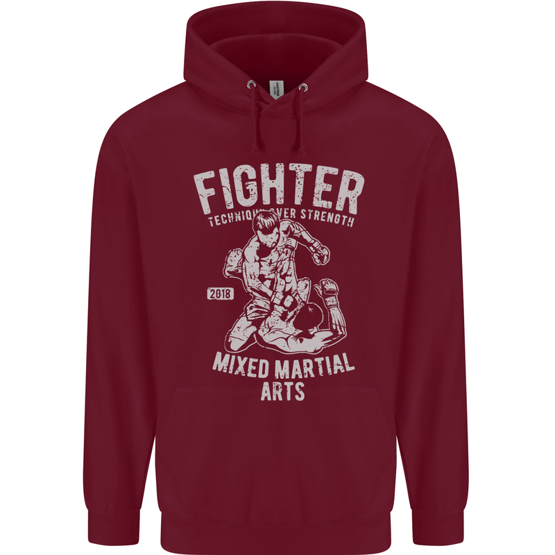MMA Fighter MMA Mixed Martial Arts Gym Childrens Kids Hoodie Maroon